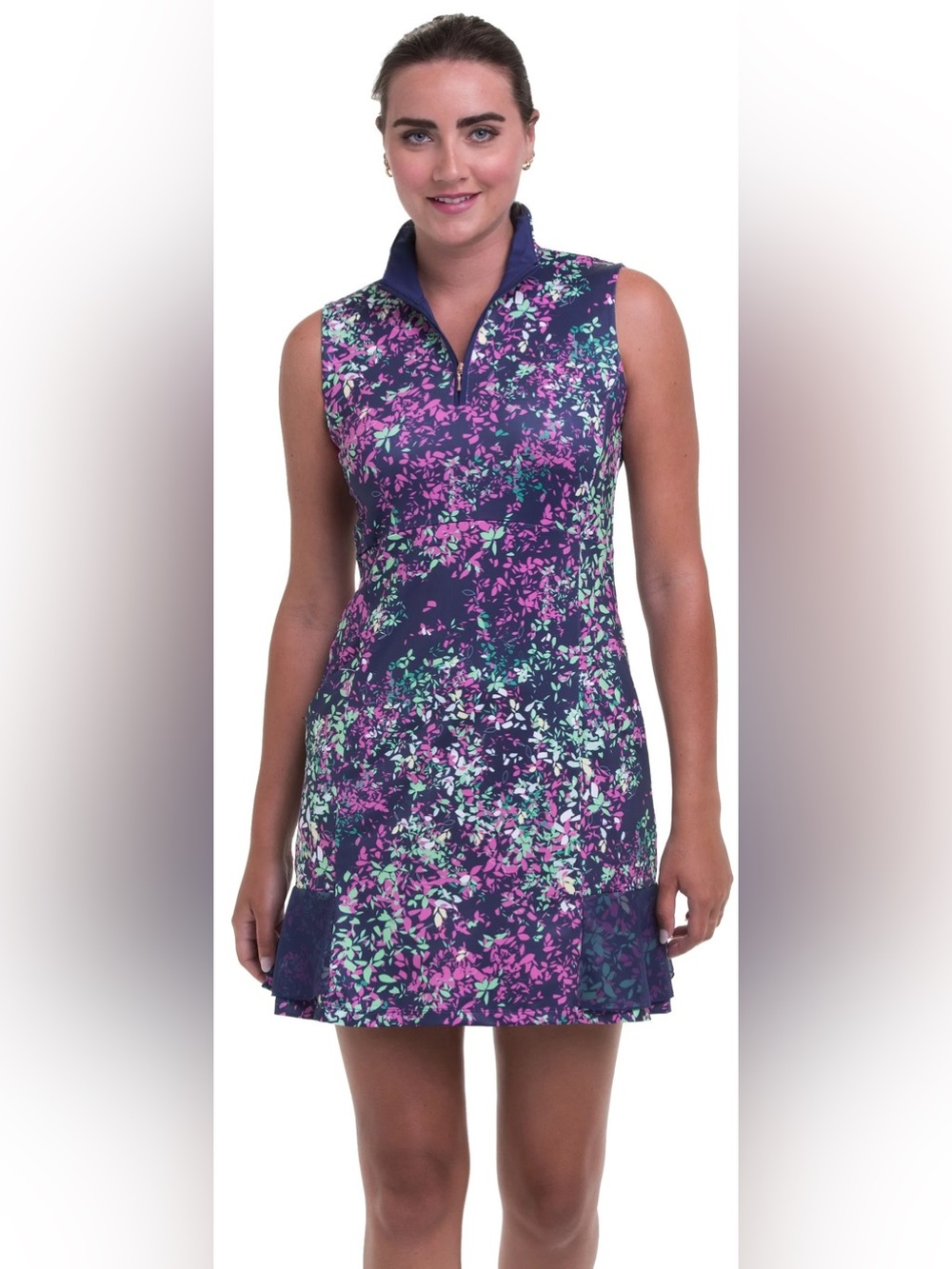 EPNY Womens Sleeveless Floral Ditzy Print Golf Dress